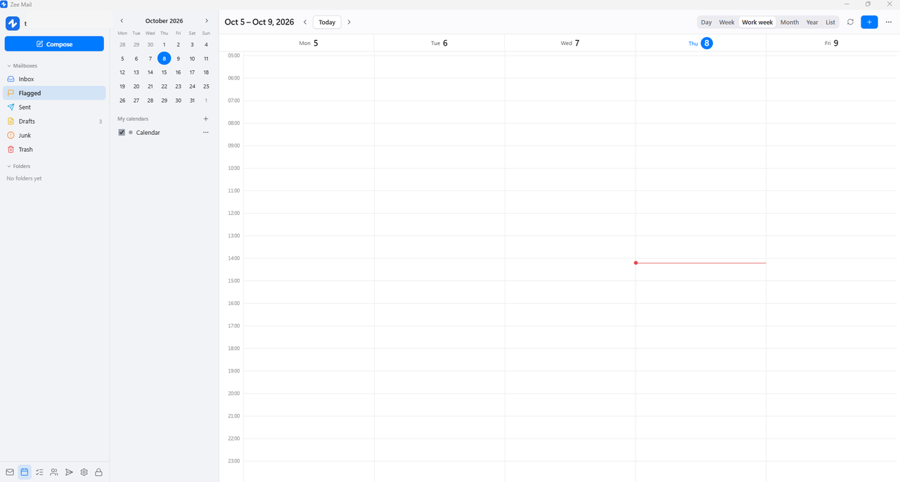 Zee Mail calendar week view